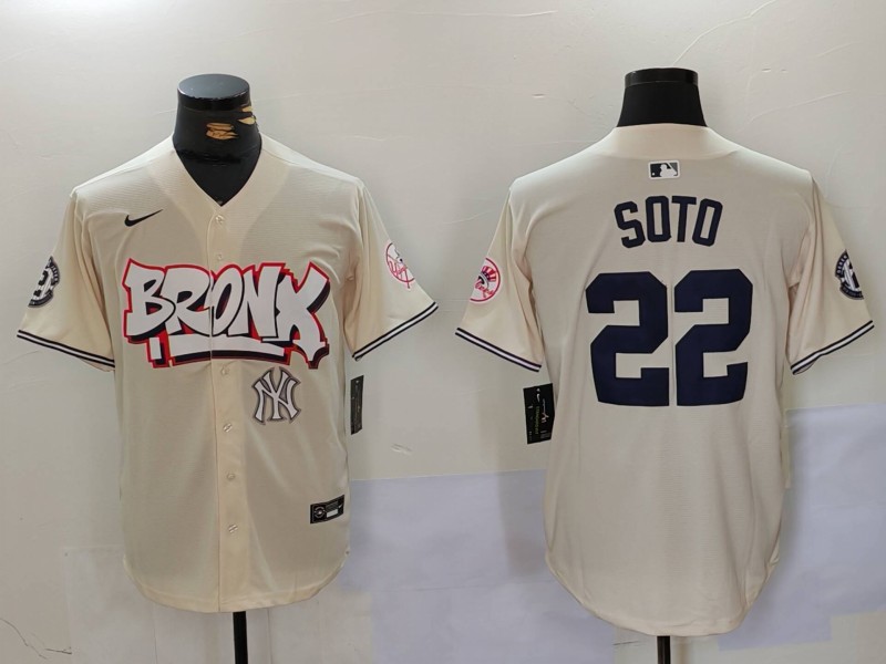 Men New York Yankees #22 Soto Cream joint name 2024 Nike MLB Jersey style 4->new york yankees->MLB Jersey